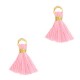 Ibiza style mini Tassel 1cm Gold-pink